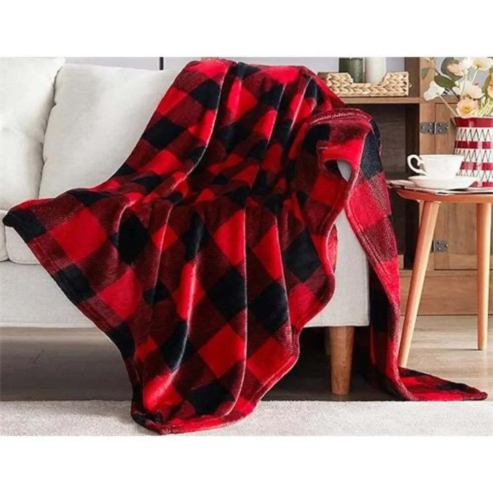 Fleece Throw Blankets, Buffalo Plaid Throw Blanket for Couch Sofa Bed, Soft Warm